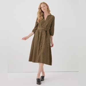 PACT ORGANIC COTTON SUNSET LIGHTWEIGHT EASY MIDI SHIRT DRESS with BELT XXL